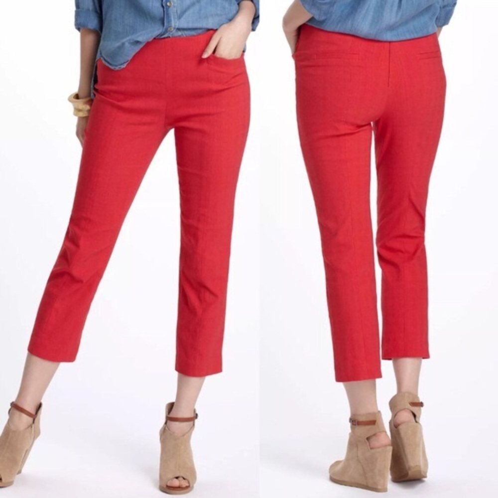 Anthropologie red crop pants